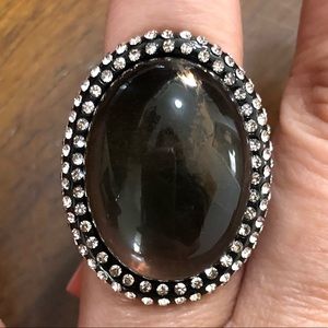 CLEARANCE 5 for $20 SALE Iridescent brown and rhinestone cocktail ring 6.5